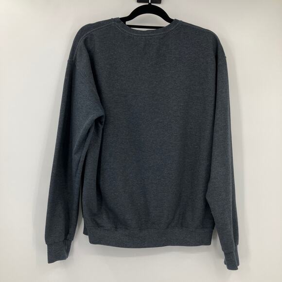 Fruit Of The Loom Dark Gray Solid Long Sleeve Crew Neck Sweatshirt Top Shirt - Picture 3 of 4